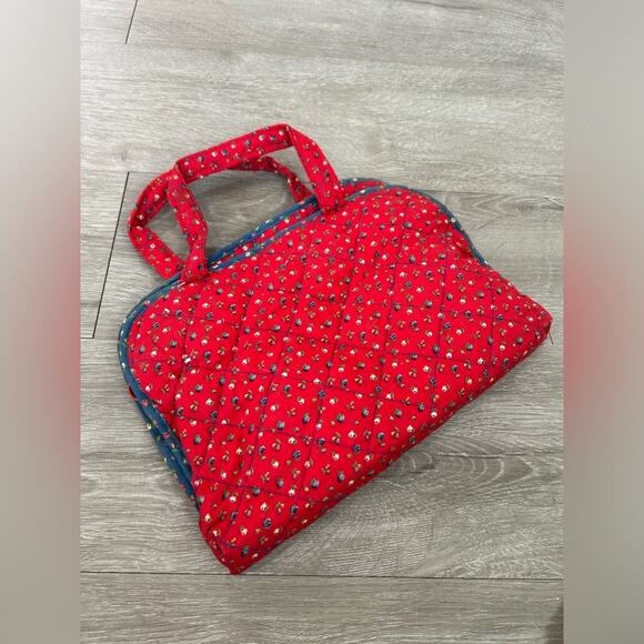 Retro- 60s 70s- red blue florall cosmetic travel case with bottles- Hong Kong - Picture 7 of 7